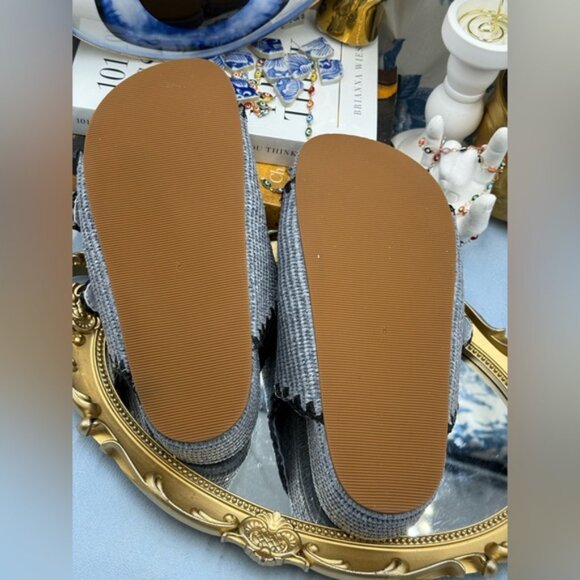 🆕 LOEFFLER RANDALL 🧿 NWOB Theo Embroidered Raffia Platform Sandal, Blue Sz 8 - Picture 14 of 15